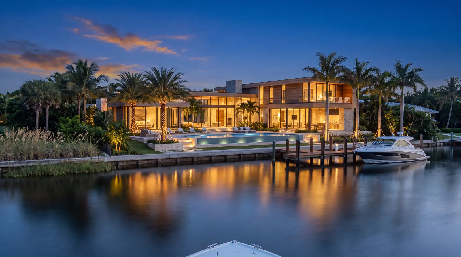 Waterfront residence representing luxury electrical services in Jupiter